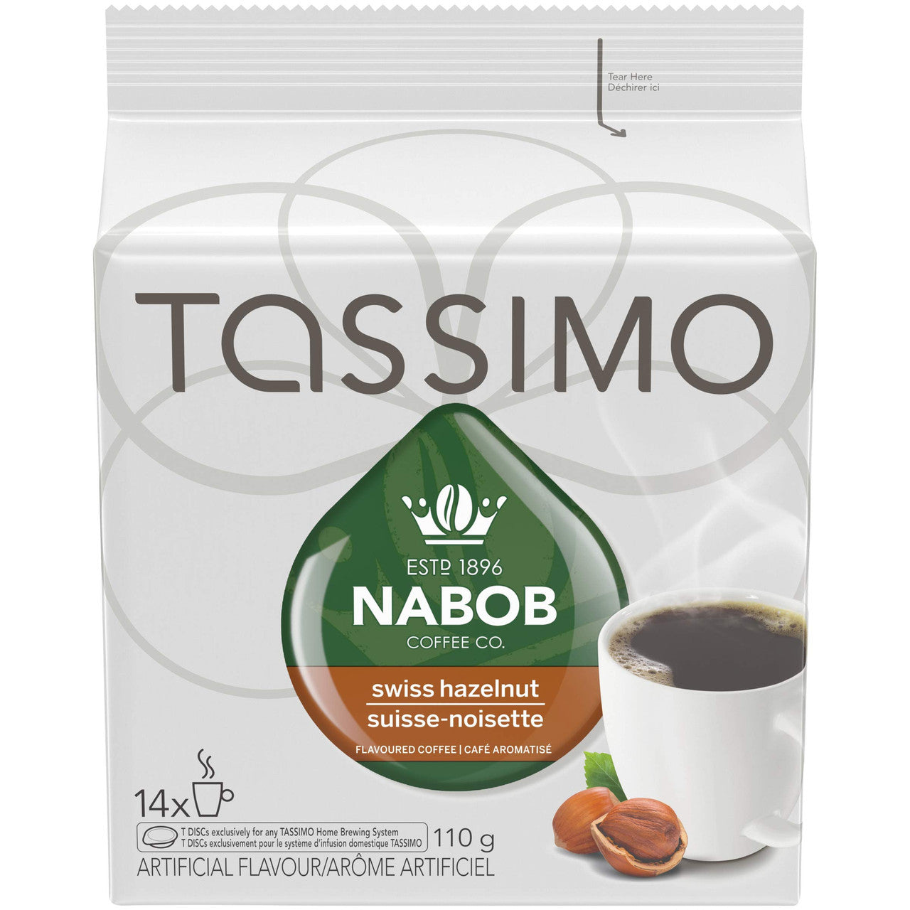 Tassimo Nabob Swiss Hazelnut Coffee - 14 T Discs {Imported from Canada}